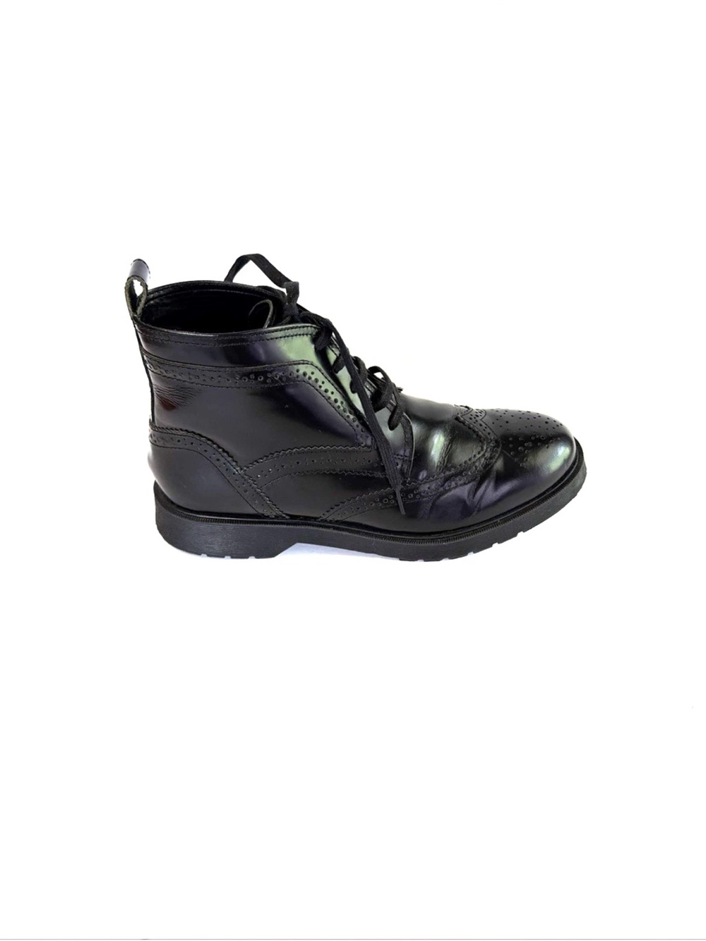Kurt Geiger Halston Brogue Black Leather Wingtip Boots Men Size 9 / 42